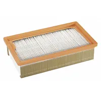 This FEIN cartridge filter is a HEPA, dry-pickup, paper filter designed for use with Fein vacuum models 9-20-27 and 9-20-28. It captures fine dust and particulates in industrial shop vacuum applications such as machining, construction, and maintenance environments