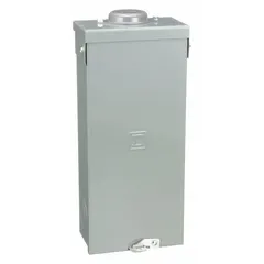 Surface-mount enclosure for Square D QO circuit breakers, rated 125 A. Designed for outdoor locations, it provides two spaces for branch circuit protection in residential and commercial electrical distribution systems.