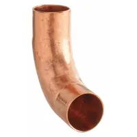 Wrot copper 90-degree elbow for joining copper tube in plumbing and mechanical systems. Features female threaded (FTG) x female threaded (FTG) connections for 1-1/4 in CTS copper tube. Designed for soldered joints in potable water, hydronic heating, and industrial piping applications