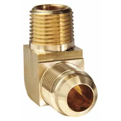 Brass flared/threaded 45-degree elbow for connecting 5/8 in OD tubing to 1/2 in pipe. UL Listed. Used in fluid systems where space constraints require an angled connection.