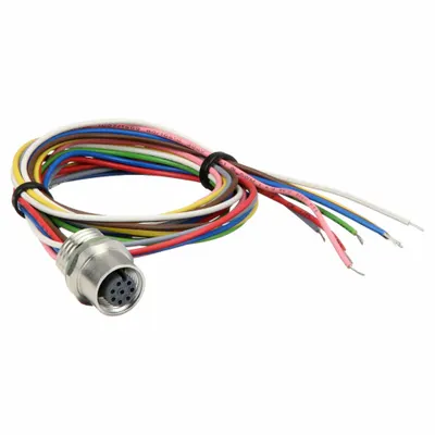 HARTING Panel Feed-Through Cable Assembly: A Coded, 8 Socket, M12 Female Thread - Field-Wireable Industrial M12 Circular Connectors