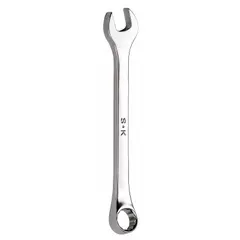 This combination wrench features a 17 mm 6-point box end and an open end for turning metric fasteners. Made of alloy steel with a chrome finish, it resists corrosion and provides a secure grip. The 8-inch overall length offers leverage for tightening or loosening bolts in automotive, machinery, and general assembly tasks.