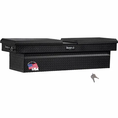 BUYERS PRODUCTS 1722410 Gull Wing Lid Crossover Box, 71 in, Matte Black Aluminum - Gull Wing Lid Crossover Boxes