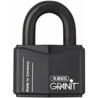 ABUS Padlock: Steel, Unfinished, Black, Std Shackle, Steel, 1 5/16 in Vert Clearance, GRANIT (MPN 37/70 MK KD)