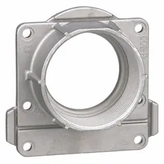 Hub-type panelboard trim clamp rated for 200 A. Designed for use with Square D QO and Homeline NEMA 3R load centers. Provides a secure connection point for service entrance conductors in residential and light commercial electrical distribution systems.