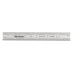 Steel ruler with satin chrome finish and black etched markings. Measures 6 inches long, 0.04 inches thick, with 1/64-inch and decimal graduations. Rigid square edge for straight-line measurements. Suitable for general layout, inspection, and measurement tasks in workshop or industrial settings.
