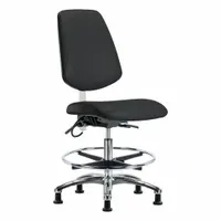 ESD Task Chair: Vinyl, Armless, Ht Range 21 1/2 in to 29 in, 18 1/2 in Seat Wd, 17 in Seat Dp, Black (MPN BR-ESD-VMBCH-MB-CR-T1-A0-CF-EG-ESDBLK)