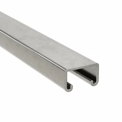 CALBRITE Strut Channel - Solid Wall: 304 Stainless Steel, Polished, 12 ga Gauge - Solid Walls Strut Channels