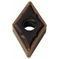 This diamond indexable turning insert is designed for precision turning of non-ferrous materials, ceramics, and composites. Its diamond tip provides hardness and wear resistance for finishing operations. Suitable for applications requiring high accuracy