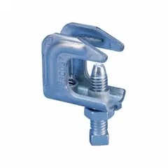 This C-clamp style beam clamp secures 3/8 in threaded rod to steel beams. Made of pre-galvanized steel, it supports a load capacity of 500 lb and requires an installation torque of 5 ft-lb. Commonly used for hanging conduit, piping, or cable trays in commercial and industrial facilities.