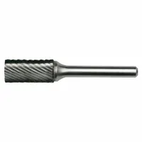 CLE-LINE SA-6 single-cut cylinder bur with a 5/8" x 1" carbide head and 1/4" shank. Designed for deburring, shaping, and material removal on metals and composites. Suitable for use with die grinders and rotary tools in machining, fabrication, and maintenance applications