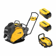 DEWALT Plate Compactor: POWERSHIFT™ Platform, 22 in Plate Lg, 15 11/16 in Plate Wd, 3372 lbf (MPN DCPS7154AG2). Key specifications — Water Tank Included: Yes; Battery Capacity: 10 Ah; Compacting Force: 3372 lbf; Brand: DEWALT.