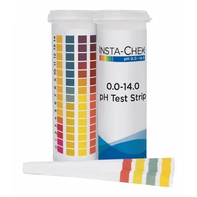 HYDRION Test Strips: 0 pH to 14 pH, 1.0 pH Resolution, 3 1/4 in Overall Lg - Low Precision pH Strips