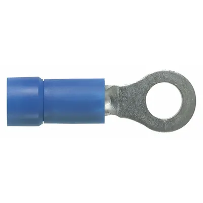 PANDUIT Ring Terminal: Blue, Vinyl Insulation, #8 Stud Size, 16 AWG to 14 AWG Wire Sizes - Insulated Ring Terminals