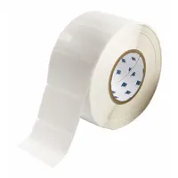 Vinyl, white matte precut label roll cartridge measuring 3 3/16 in x 1 29/32 in. Designed for wire gauges from 2 AWG to 300 AWG. Compatible with BBP81 printer series; requires IP-R4307 ribbon. Used for permanent wire and cable identification in industrial control panels, electrical installations, and maintenance environments