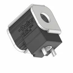 Cartridge valve coil for solenoid-operated hydraulic valves. Rated for 115VAC, 28 W power consumption. Equipped with a DIN electrical connection. Suitable for use in industrial hydraulic and pneumatic systems requiring reliable actuation.
