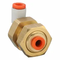 This SMC push-to-connect elbow fitting connects two 5/32 in OD polybutylene or brass tubes in pneumatic systems. The brass construction and push-to-connect design provide a compact, leak-resistant joint for industrial automation, packaging, and material handling applications
