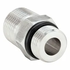 This extreme pressure threaded pipe fitting is a straight connector with 1/2 inch male NPT threads on both ends. Constructed from 316 stainless steel, it is suited for high-pressure hydraulic and pneumatic systems requiring leak-free connections in corrosive environments.