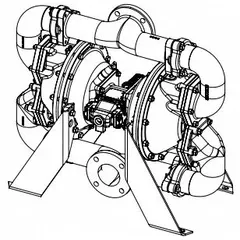 This SANDPIPER air-operated double diaphragm pump features a stainless steel housing, 3-inch flange connections, and a flow rate of 297 gpm. It is equipped with stainless steel seats and polyurethane check valves. Suitable for industrial fluid transfer applications such as chemical processing, water treatment, and general manufacturing.