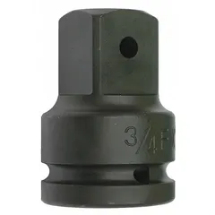 This impact socket adapter steps up from a 3/4 in square input drive to a 1 in square output drive. The phosphate finish provides corrosion resistance. Designed for use with impact tools in high-torque fastening applications such as heavy equipment maintenance and industrial assembly.