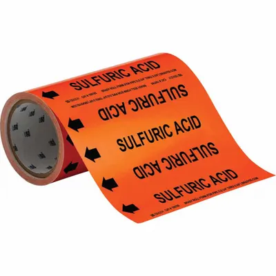 BRADY Sulfuric Acid Adhesive Pipe Markers on a Roll