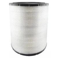 Round oval engine air filter with radial seal and cellulose/paper media. Designed for Caterpillar vehicles to remove airborne contaminants from intake air, protecting engine components and extending service life