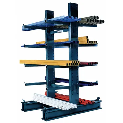 JARKE Cantilever Rack: Starter, Medium-Duty, 55 3/8 in x 64 1/4 in x 96 in - Medium-Duty Pin-Lock Cantilever Rack Kits
