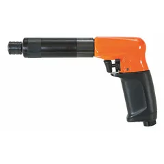 This CLECO pistol-grip air-powered screwdriver is a heavy-duty tool with a 1/4 in drive, operating at 1,900 RPM. It features trigger and push-to-start activation with variable speed control, suitable for industrial fastening tasks such as assembly and maintenance.