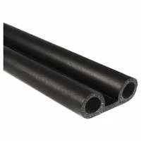 This double bulb foam rubber lid seal is made of EPDM in black with a standard self-adhesive mounting. It is used to seal lids, hatches, and enclosures against dust, moisture, and air infiltration. Suitable for industrial equipment, HVAC units, and electrical cabinets