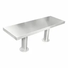 This fixed-height lab table features a stainless steel countertop and a silver finish. It has an overall length of 4 ft, overall height of 18 in, and overall width of 16 in. Suitable for use in laboratory or industrial settings where a durable, easy-to-clean work surface is required.