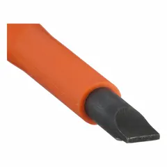 Insulated slotted screwdriver with a 1/4-inch cabinet tip and 10 1/4-inch overall length. Designed for electrical work where protection against accidental contact with live circuits is needed. Cushion grip handle provides comfort and control. Suitable for driving slotted screws in confined spaces such as electrical panels and junction boxes.