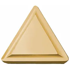 Triangle (T) indexable turning insert made of PVD cermet. Used for light to medium cutting in turning, facing, and profiling operations on steel and stainless steel.