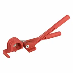 This lever-style bender is designed for bending round tubing with outside diameters of 1/4 in, 5/16 in, and 3/8 in, up to a maximum of 1 in. It supports left, offset, and right bending configurations. Commonly used in plumbing, HVAC, and automotive applications for forming tubing.