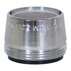 Metal aerated flow outlet with chrome finish. Dual outlet type. Connection size 55/64"-27. Suitable for use in plumbing systems to provide aerated water flow.
