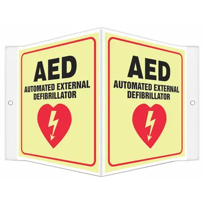 CONDOR V-Shape Projection AED Automatic External Defibrillator Sign - V-Shape Projection AED Automatic External Defibrillator Signs