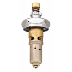This brass compression metering faucet cartridge is designed for use with hot and cold water. It is a single cartridge unit suitable for replacement in metering faucets found in commercial and industrial washroom applications.