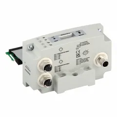 Fieldbus communication module for the 580 Series pneumatic valve manifolds. Supports PROFINET protocol for network integration. Equipped with an M12 connection interface for industrial automation control.