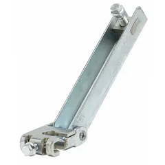 Galvanized carbon steel clamp for rigid seismic bracing. Height 2 1/4 in, length 12 11/16 in, width 2 in. Accommodates pipe or rod diameters from 3/8 in to 5/8 in. Used to secure piping and rod systems against lateral forces in seismic applications.
