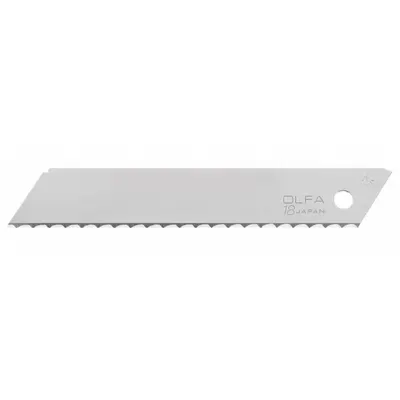 OLFA Utility Blade: 4 7/16 in Blade Lg, 11/16 in Blade Wd, 0.02 in Blade Thick - Serrated-Edge Standard-Tip Replacement Utility Blades