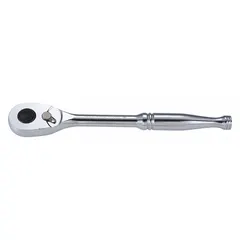 This standard-head ratchet features a pear head design with a reversible drive and quick-release mechanism. The 11-inch length and 4.3° minimum arc swing allow operation in confined spaces. Suitable for tightening and loosening fasteners in automotive, machinery, and general industrial applications.