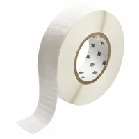 White gloss polyester precut label roll for industrial identification. Each label measures 1 45/64 in x 1/4 in. Compatible with i5100 printer series. Used for labeling equipment, cables, and components