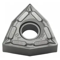 Trigon (W) indexable turning insert with molded chipbreaker design for effective chip control. Used for general-purpose turning, facing, and profiling operations on CNC lathes. Suitable for machining steel, stainless steel, and cast iron
