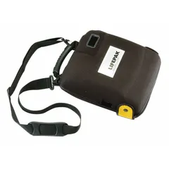This soft shell case is made of black nylon and measures 13 inches wide, 14 inches long, and 8 inches deep. It is water-resistant and designed for storing and transporting an AED. Compatible with manufacturer model number 99425-000023.