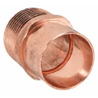 Wrot copper adapter with cup end for 1-1/4 in CTS copper tube and male NPT threaded end for 1-1/4 in pipe. Used to transition from solder connections to threaded joints in plumbing and hydronic systems