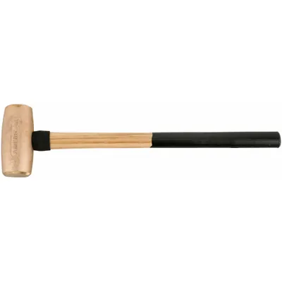 AMERICAN Soft-Face Sledge Hammer: Brass, Wood Handle, 8 lb Head Wt, 3 in Dia, 26 in Overall Lg - Soft-Face Sledge Hammers