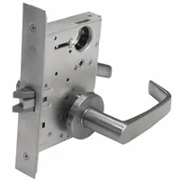 This passage lever lockset is designed for interior doors where locking is not required, such as hallways or closets. It features a satin chromium-plated steel finish and an NSA lever style. The lockset is ADA compliant and classified under ANSI function code F01. It is not ligature-resistant and has no visual indicator