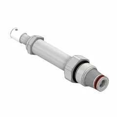 Screw-in, two-position, normally closed, two-way solenoid cartridge valve. Steel construction with polyurethane seal. Overall length 2.62 inches. Used for on/off flow control in hydraulic systems.