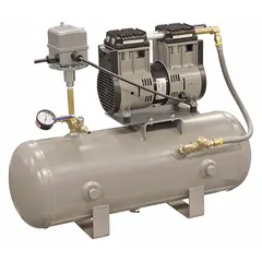 This rocking piston pump delivers a flow rate of 7.1 cfm and a maximum vacuum of 26 in Hg. It operates on 115V AC, single-phase power. Suitable for industrial vacuum applications including filtration, material handling, and laboratory processes.