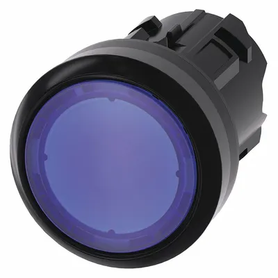 Siemens Flush Push Button: Blue, 22 mm Mounting Size, Non-Metallic - Illuminated Flush-Mount Push-Button Operators