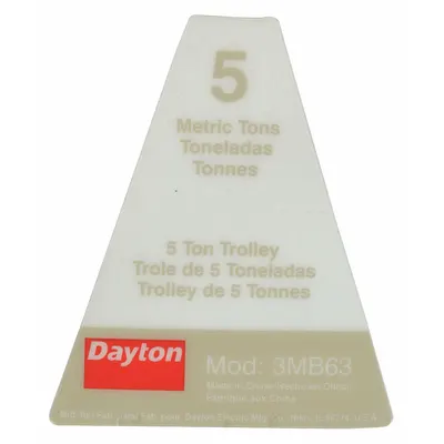 DAYTON Name Plate for 3MB63, Fits Dayton Brand - GGS Material Handling Parts